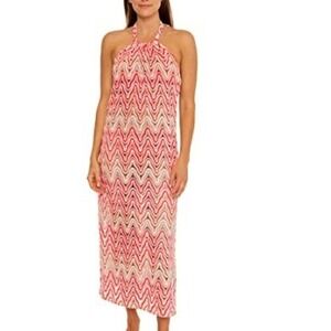 Trina Turk Serafina Crochet‎ Halter Maxi Cover Up Dress Women's Size Small
